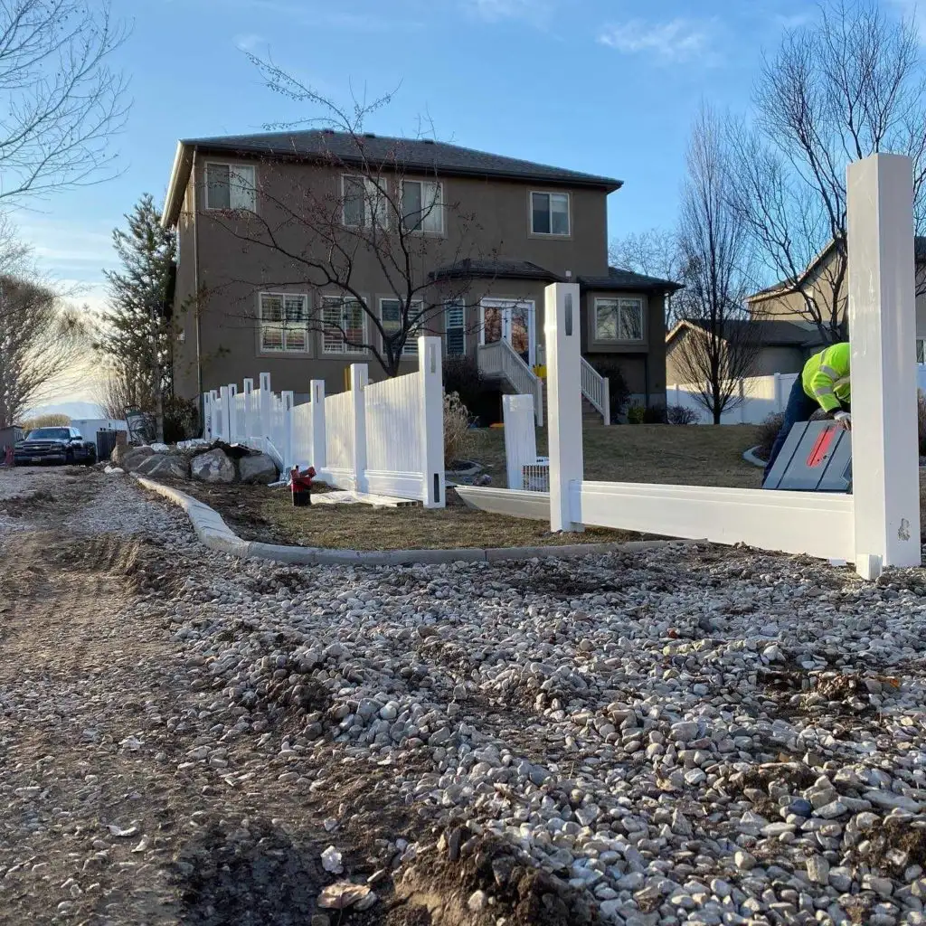 Vinyl Fence Installation in Lehi, Utah completed by Frontier Fence